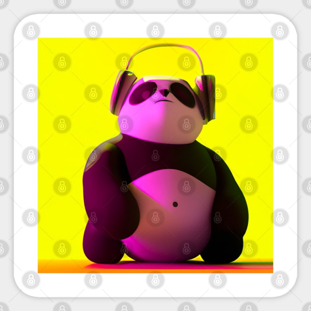 Asocial Synthwave Panda (Yellow) Sticker by pandas doing stuff